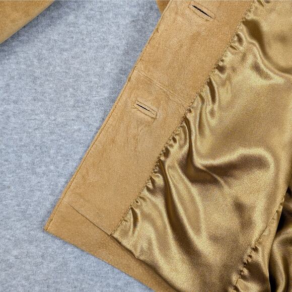 Vintage Pursuits Ltd Suede Leather Jacket Womens 14 Tan Button Up Y2K Clean Girl - Picture 6 of 13